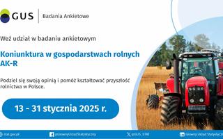 Obraz przedstawiający BADANIE ANKIETOWE GUS KONIUNKTURA W GOSPODARSTWACH ROLNYCH AK-R