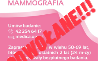 Obraz przedstawiający Bezpłatna mammografia ODWOŁANA!