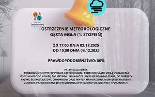 OSTRZEŻENIE METEOROLOGICZNE – GĘSTA MGŁA (1. stopień)