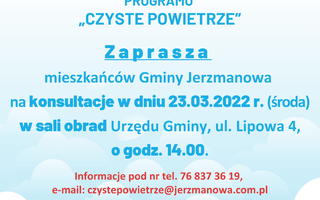 Obraz przedstawiający Konsultacje w sprawie wymiany źródła ciepła oraz termomodernizacji budynków jednorodzinnych mieszkalnych w ramach programu „Czyste Powietrze”
