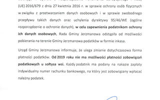 Obraz przedstawiający Informacja Wójta Gminy Jerzmanowa