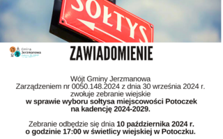Obraz przedstawiający Zebranie wiejskie  w sprawie wyboru sołtysa miejscowości Potoczek na kadencję 2024-2029