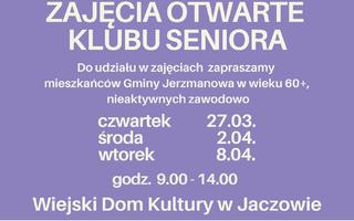 Obraz przedstawiający Zapraszamy na zajęcia otwarte Klubu Seniora w Jaczowie