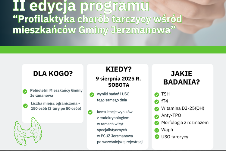 II edycja programu „Profilaktyka chorób tarczycy wśród mieszkańców Gminy Jerzmanowa”
