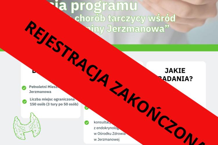 Rejestracja zakończona - I edycja programu „Profilaktyka chorób tarczycy wśród mieszkańców Gminy Jerzmanowa”
