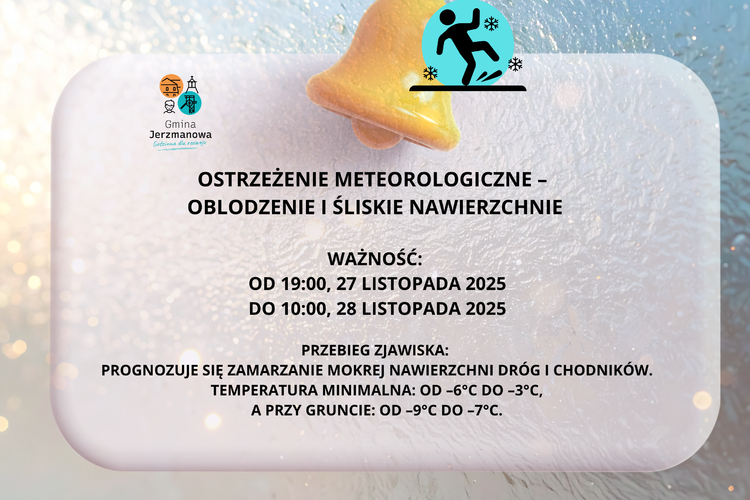 Ostrzeżenie Meteorologiczne – Oblodzenie (1. stopień)